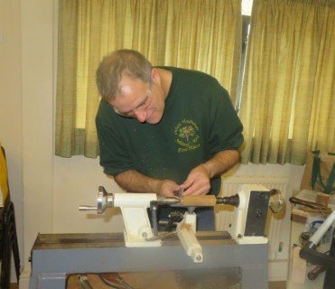 Paul making a finial for something